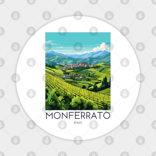 A Pop Art Travel Print of Monferrato - Italy Magnet by Studio Red Koala